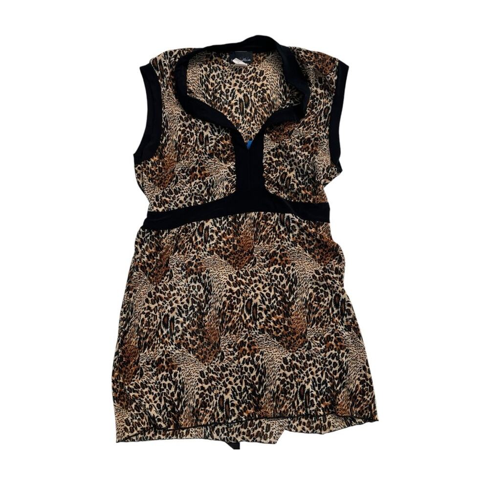 Y2K Cheetah Print Tunic 2000s McBling Glam Leopard Adjustable Tie Women's XL